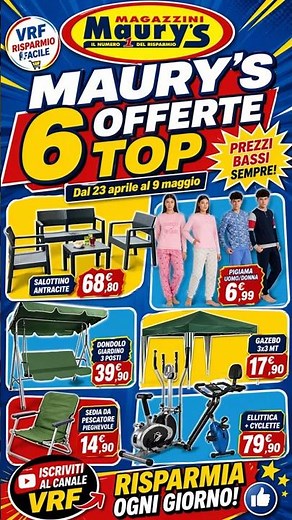 Maury’s: 6 offerte top da non perdere! Salottino, gazebo, dondolo e tanto altro 🔥