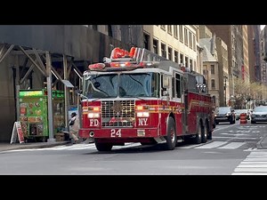 FDNY Ladder 24 coming through Manhattan! Q2B Siren & Airhorn Blazing (Code 3)