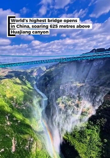 The Huajiang Grand Canyon Bridge in Guizhou, China officially opened to traffic on 28 September 2025, setting a new world record with a 625-metre drop from its deck to the canyon floor. The massive suspension bridge stretches 2,890 metres in total length, with a 1,420-metre main span, and has slashed travel time across the canyon from nearly two hours to just two minutes. Before opening, engineers tested its structural safety by driving 96 heavy trucks loaded with over 3,300 tonnes across the de