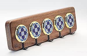 KK Premium Key Hanger, Wall Mounted Keyholder, Small Hook for Keys, Jewelry, Sunglasses, Purple Flower Design, Porta LLAVEROS DE PARED, CAR Key fob Holder, V Flower Blue. (LARG 5 Hook)