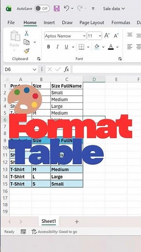 🎨 Format Table in 1 Click! #excel #dataanlysis #exceltips #excelformatting