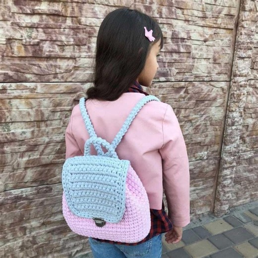 Pink and Gray Backpack for Girls, Kids Mini Backpack, Cute Backpack Purse With Tassel, Handmade Backpack for Daughter - Etsy