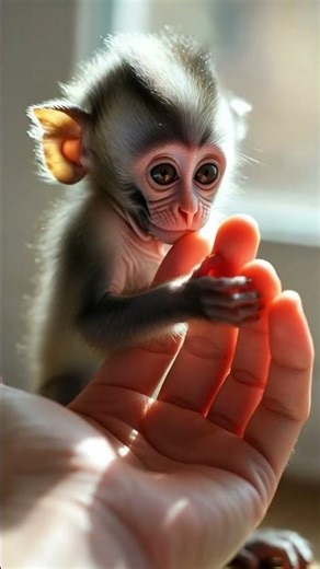 Baby Monkey Hand Rest POV 🐒💛#babymonkey #cuteanimals #wildlife #animallovers