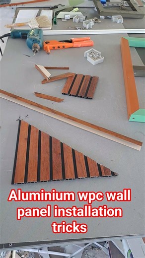 aluminium wpc wall panel installation tricks #youtubeshorts #wpcpanel #wallpanel #works #pvcdecking