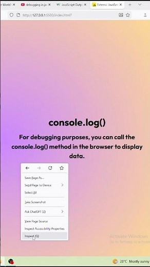 console.log() in JavaScript #coding #javascript #debugging