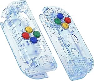 eXtremeRate DIY Replacement Shell Buttons for Nintendo Switch & Switch OLED, Clear Glacier Blue Custom Housing Case with Corlorful Button for Joycon Handheld Controller - JoyCon NOT Included