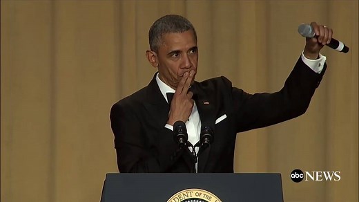 WATCH: "Obama out." - President Barack Obama drops the mic at end of his final White House Correspondents Dinner remarks: http://abcn.ws/1LhBoK0 | Good Morning America