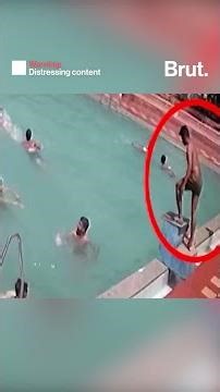 Final moments of a 22-year-old man who lost his life by drowning in a swimming pool.