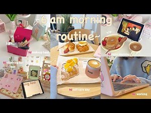 6 AM productive morning routine 🥞✨ studying, cozy self-care day, makeup haul, being productive