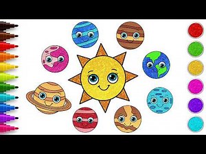 How to Draw Planets🌎| Solar System Drawing | Easy Drawing and Coloring for Kids | HooplaKidz How To