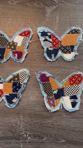 Handmade Butterfly Patch Set (4) | Upcycled Denim Appliqué | Japanese Patchwork Sashiko Inspired | Sew-on Patches - Etsy