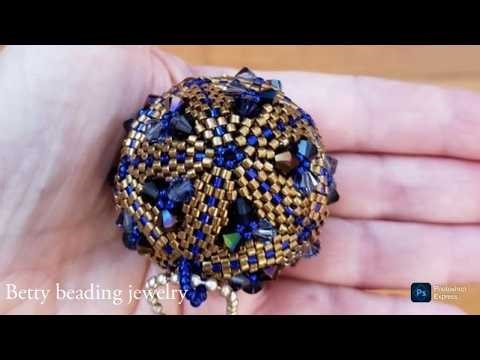 Beaded ball pendant DIY and easy to make for beginners .How to make beaded ball jewelry?