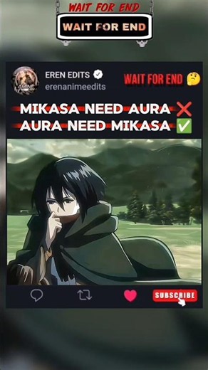 Mikasa Ackerman Aura Moment 🥶 #mikasa #attackontitan #erenyeager #anime #short