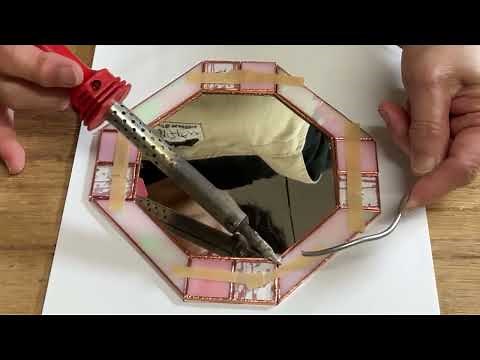 【ステンドグラス教室】初心者編「ミラー」/本物のアンティークステンドグラス、ガラスカット〜溶接〜パティーナで染色