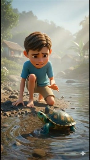 Surviving turtle and baby turtle in the river #ai #sreeleela #moonhindianimation