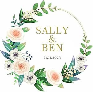 Personalized Business Logo Stickers - Ideal for Weddings, Birthdays, Favors & More. Waterproof, Fade & Heat Resistant. Pack of 100. (Wreath 22, 3 Inch)