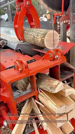 Spalten, trennen, ordnen Wie der automatische Keil den runden Stamm in gleichmäßige Scheite zerlegt