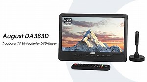 August DA383-10“ tragbarer HD Fernseher mit DVD Player&integriertem Akku-DVB-T2 mini LCD TV mit EPG/Aufnahmefunktion (PVR), CD/DVD/USB/SD-Karte, HDMI, AV - Aux-Ausgang Perfekt für Wohnwagen Zuhause