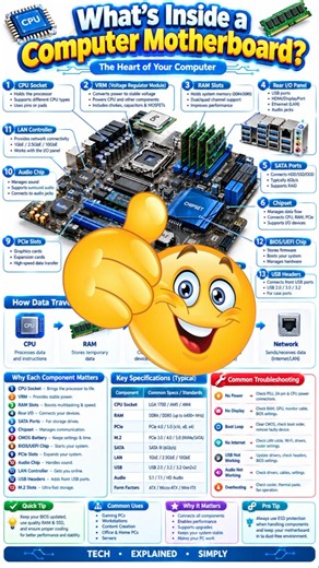 What’s Inside a Computer Motherboard? 🖥️🔧 | Motherboard Components Explained in 3D 🚀 #computer