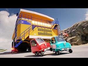 Racing A BELAZ Down A Mountain In The TINIEST Cars Ever In BeamNG...