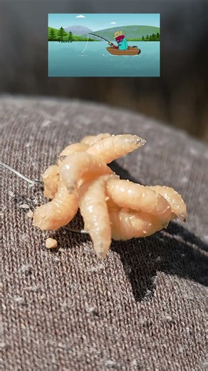 Maggots on fishing hook