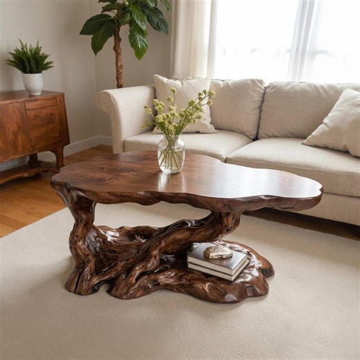 Live Edge Coffee Table Unique Walnut Square Handmade Solid Wood Table Furniture Decor Living Room - Etsy