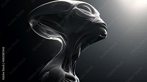 4k video of a Alien from space, Close Up Video Of An Alien looks up to the light. sci-fi black background mystery