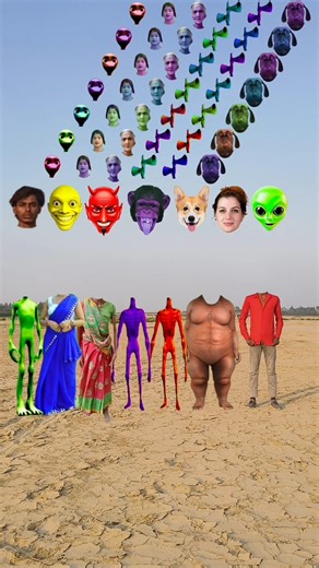 big dog, siren, buddhi dadi, blue bhabhi,& green alien dancing and headmatching gamemagical #video