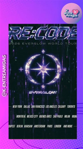 K entre Amigas 🇧🇷🇰🇷🇯🇵🇨🇳🇹🇭🫰 on Instagram: "EVERGLOW anunciou seuTurnê Mundial de 2026 ❤️A turnê , intitulada " RE:CODE ", tem datas confirmadas nos EUA, Canadá, América Latina (incluindo São Paulo), Europa e Ásia. A turnê, que marca um novo capítulo para o grupo, após a reorganização do grupo em uma formação de quatro integrantes (Sihyeon, E:U, Onda e Aisha) sob a Chxxta Company., promete apresentações impactantes, com cidades e datas a serem anunciadas. 🎉Paradas na América Latina: Sã