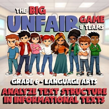 Analyze Text Structure in Informational Texts BIG UNFAIR GAME - Grade 6 ELA