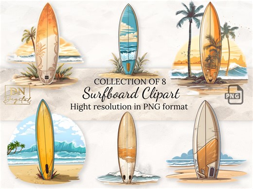 Surfboard Clipart Collection With Free Commercial License  • Surfboard Ilustrations • Hight Resolution • PNG Format