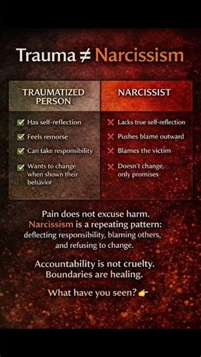 Trauma can often be mistaken for narcissism, but there's a difference in behavioral patterns.