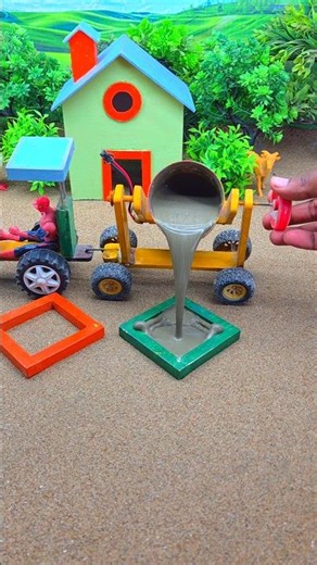😱 Real Working Mini Tractor Making Cement Pillar | Amazing DIY Construction Machine 🚜 #shorts