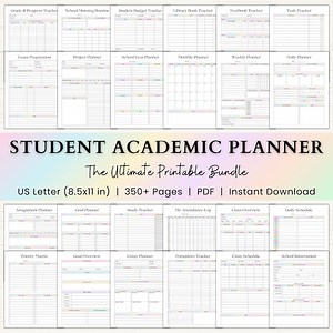 Student Academic Planner Printable | Adhd Back to School Planner | Home School, High School, College Planner | Study Schedule | Task Tracker - Etsy