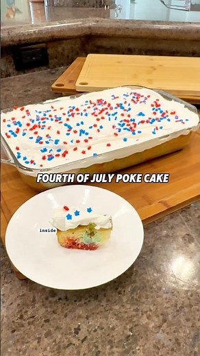 Fourth of July 🇺🇸 Poke Cake #recipe in bio #pokecake #treat #hosting #partyfood #dessert #yummy