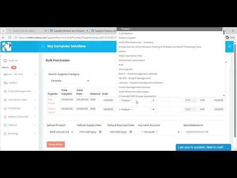 Swift Cloud ERP - Bulk Purchases and Bulk Payments on Swift Cloud ERP