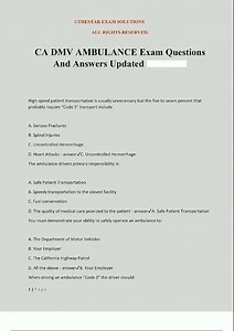 Latest CA DMV AMBULANCE Exam Questions And Answers Updated 1 video