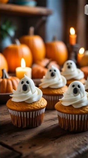 Pumpkin Spice Cupcake 🧁 with Ghost 👻 Frosting