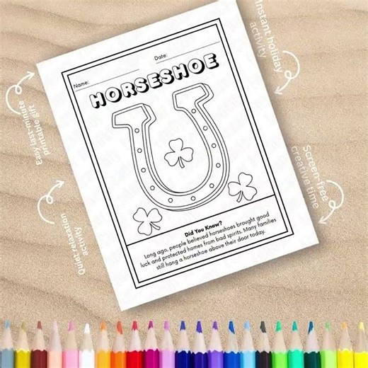 Lucky Horseshoe Coloring Page 🍀 Printable Fun