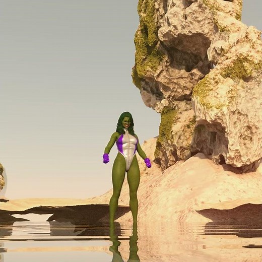She Hulk Muscle Transformation On Desert Shorts