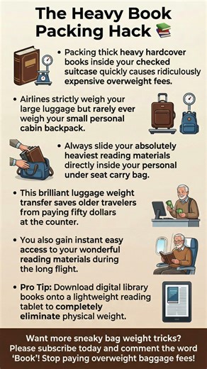 The Heavy Book Packing Hack 📚 #LuggageHacks
