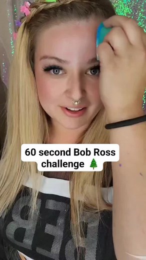 535K views · 10K reactions | 60 second Bob Ross challenge藍 oh my, this was tough but for the purpose of a challenge, I like it :) #facepainter #facepaint #bobross #speedpainting #60secondfacepaint #60secondfacepaintchallenge #challenge #bobrossfacepaint #happyaccident #happylittletrees #painter | Squishy Doodle Face Painting | Facebook