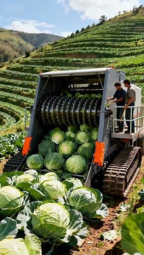 Farmers operate machines to harvest cabbages#farm #farmer #nature #shorts #automobile #machine