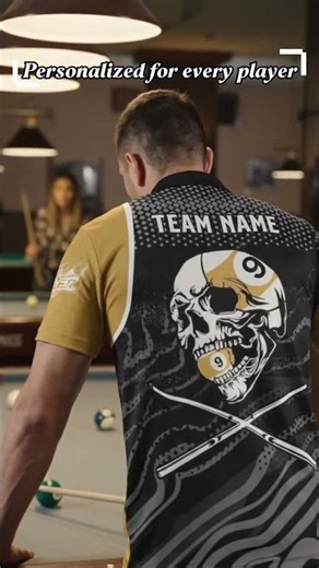 Custom Team Name Skull 9 Ball Billiard Men's Polo - 3DPO-00912 - FKH