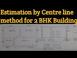 Estimation by Centre line method for 2 BHK Building || Center line method Estimation in Telugu