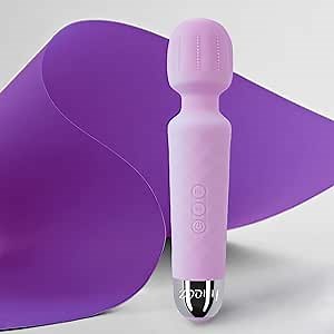 Rechargeable Personal Wand Massager - Quiet & Waterproof - 20 Patterns & 8 Speeds - Travel Bag Included - Men & Women - Perfect for Tension Relief, Muscle, Back, Soreness, Recovery - Spike, Purple