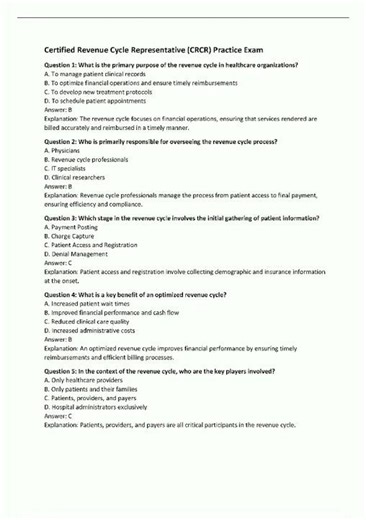 Latest Certified Revenue Cycle Representative CRCR Practice Exam2884 video