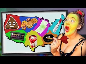 Throwing a Dart at a Map & Doing My Makeup With Whatever It Lands On - Challenge