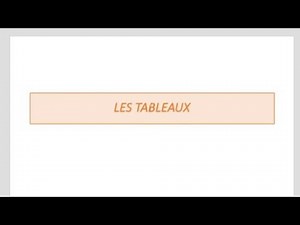 LES TABLEAUX EN ALGORITHME