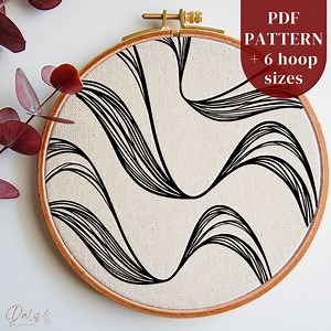 Modern Hand Embroidery PDF Pattern: Abstract Wavy Lines Design, Minimal Line Art Stitching Pattern, DIY Hoop Art Beginners, Instant Download - Etsy